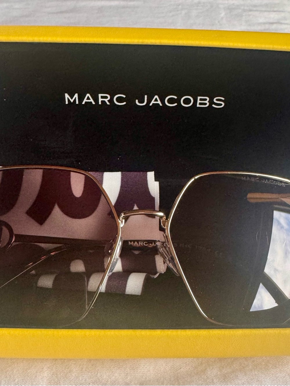 Marc Jacobs Gold Frame Sunglasses with Brown Gradient Lenses